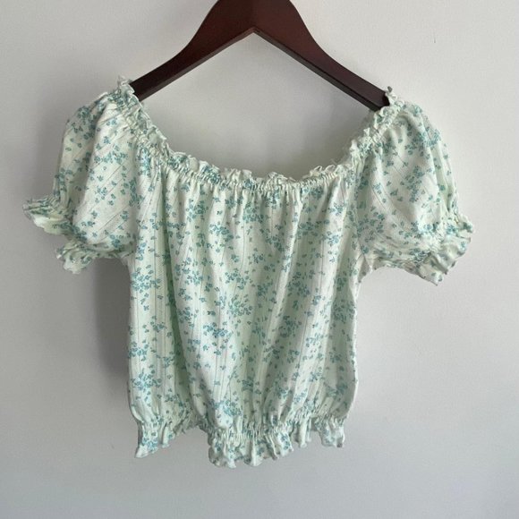 Freshman (Nordstrom Brand) Lettuce Edge Pointelle Floral Top - Picture 4 of 8